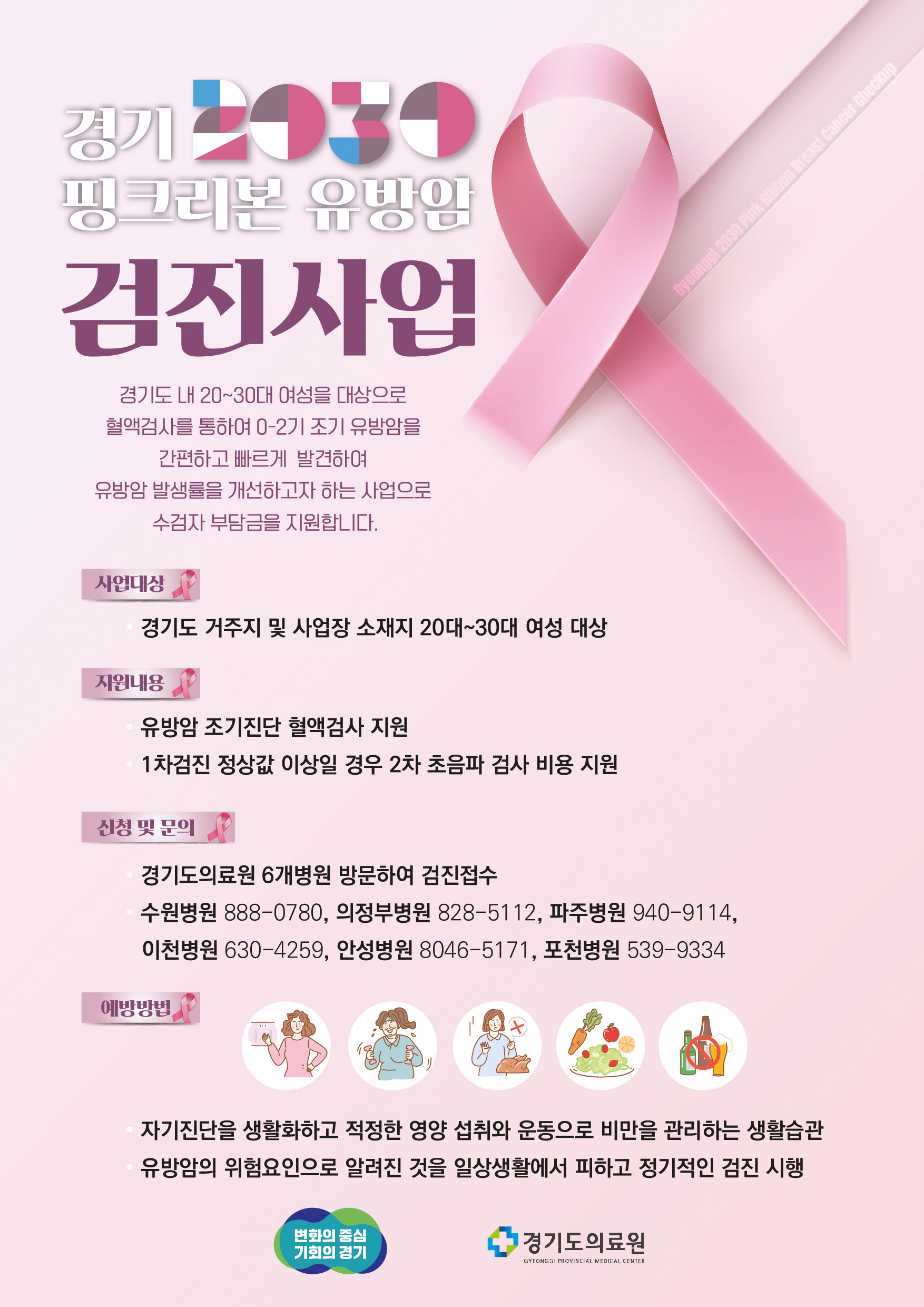 경기도의료원 2030 핑크리본 유방암검진사업