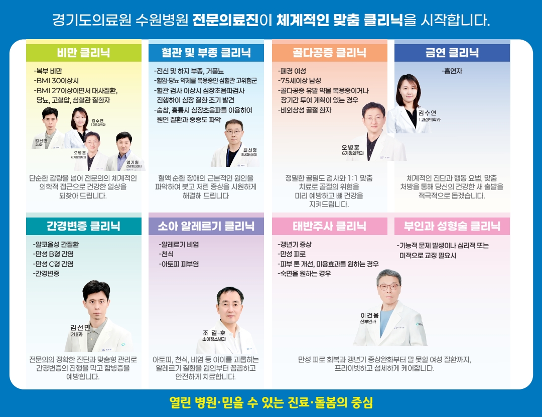 수원병원 클리닉 안내문